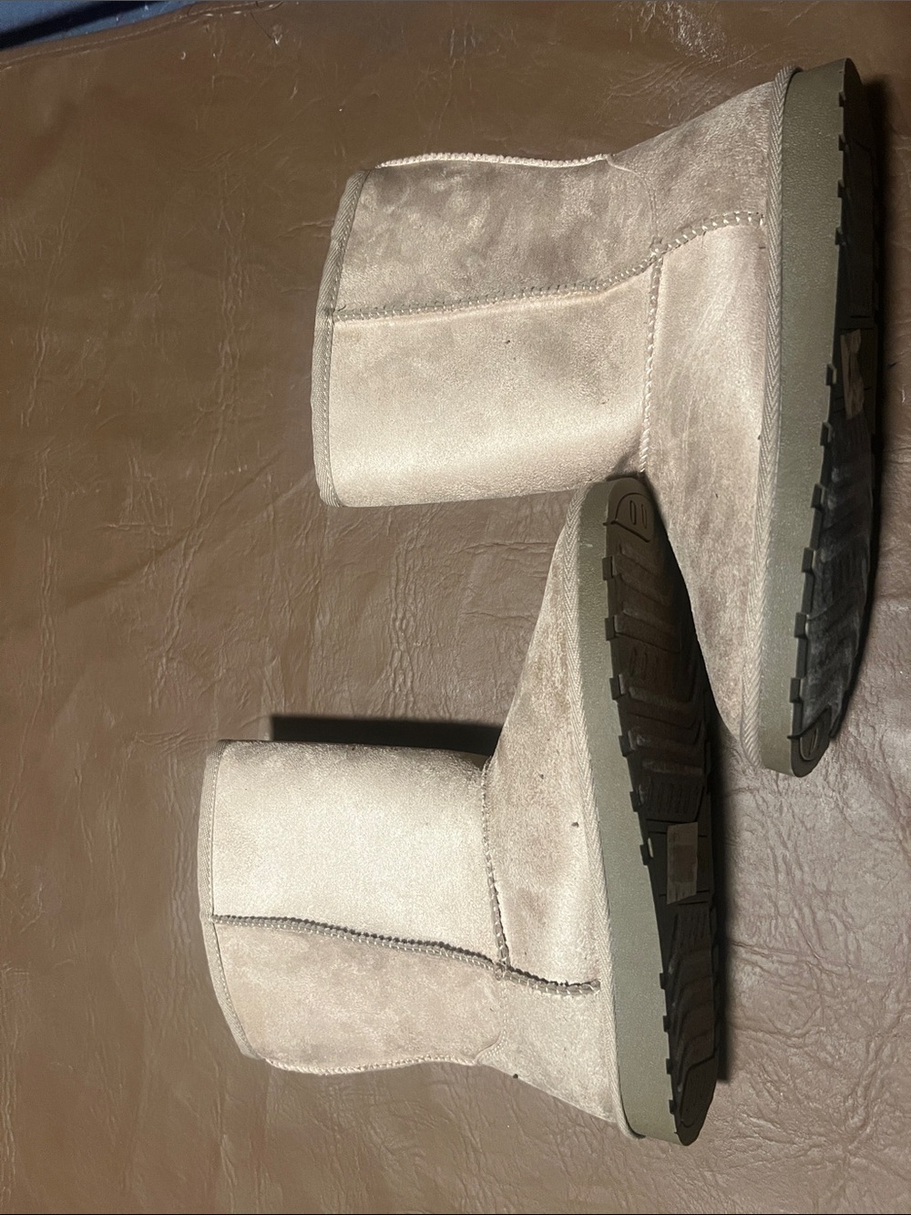 pop Women’s Short Suede Winter Boots in Light Beige